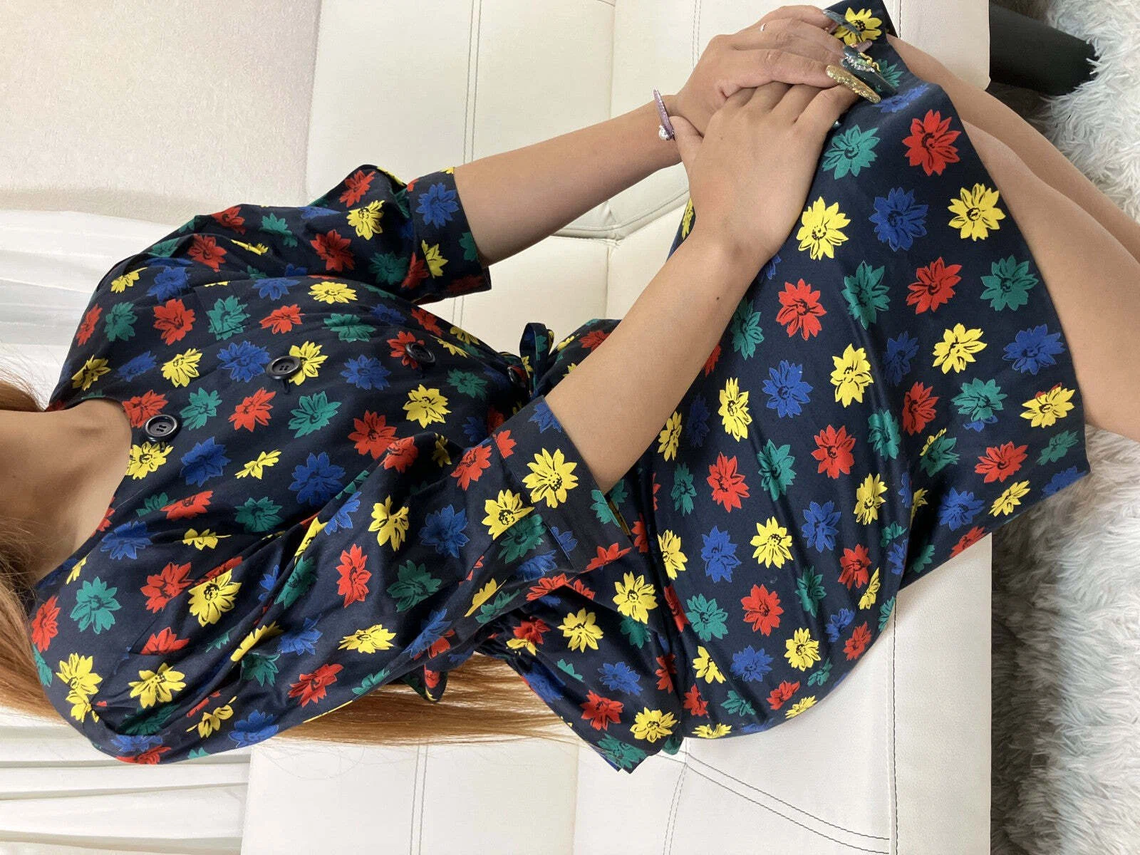 【おしゃれカラー】クリスチャンディオール　CD柄　セットアップ　ヴィンテージ Christian Dior Vintage Floral Peplum Skirt Suit Set Cotton Size 9