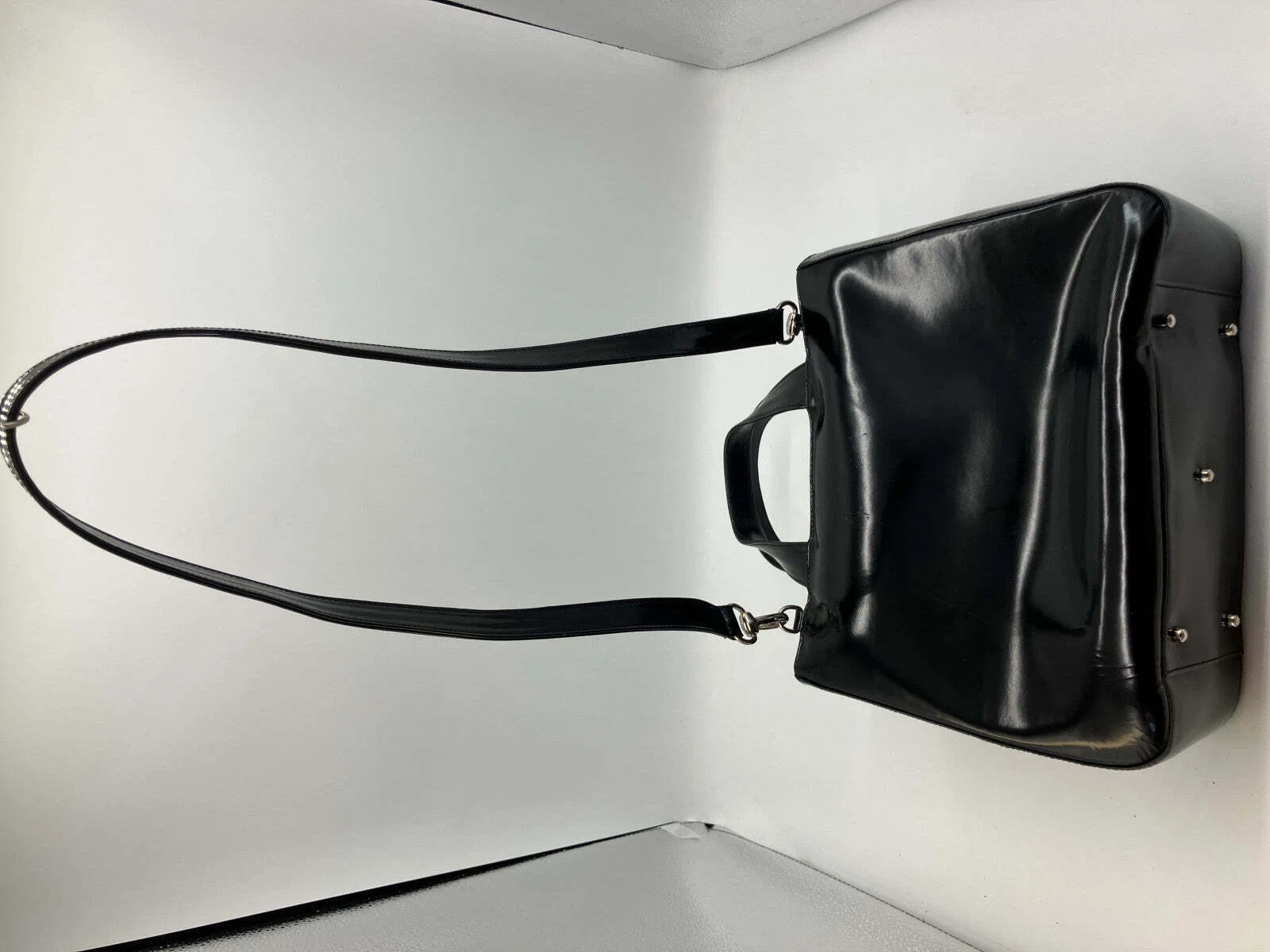 Gucci Interlocking G Black Patent Leather 2Way Shoulder Hand Bag