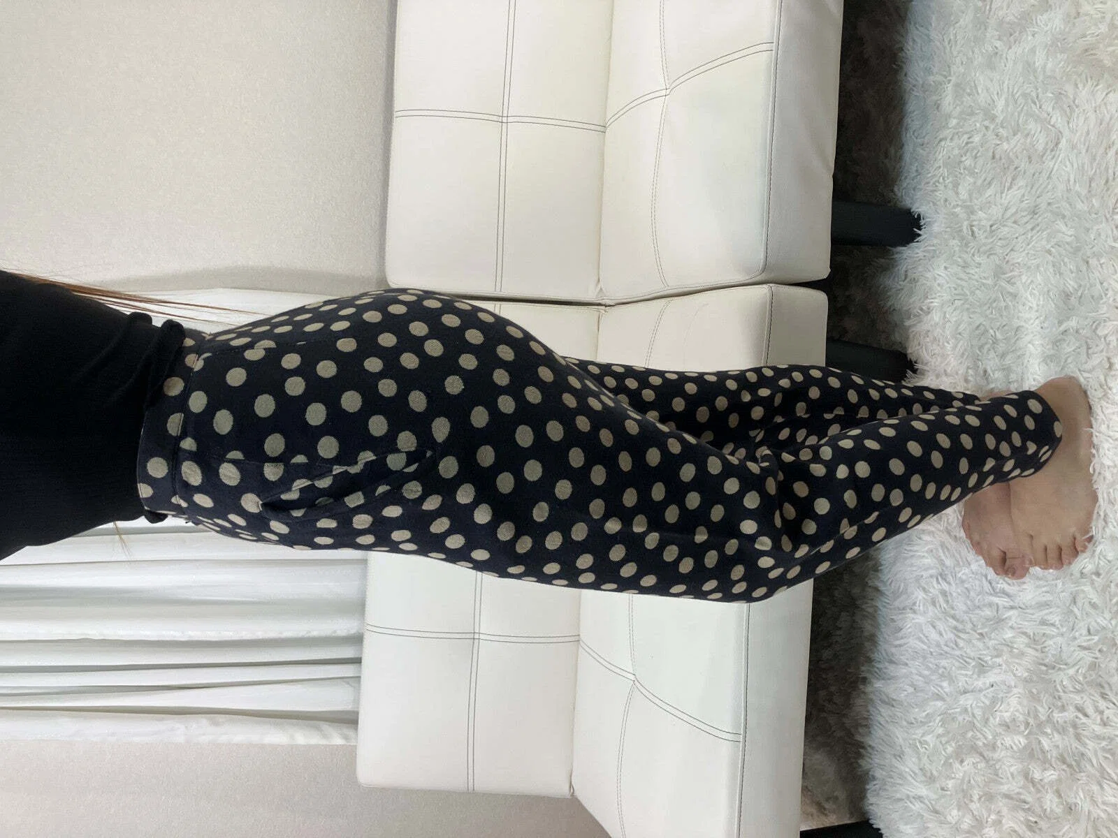 【ISSEY MIYAKE】パンツ ドット総柄 黒 ISSEY MIYAKE 1986 Polka Dot Stretch Pants Size 9 Black Beige Japan
