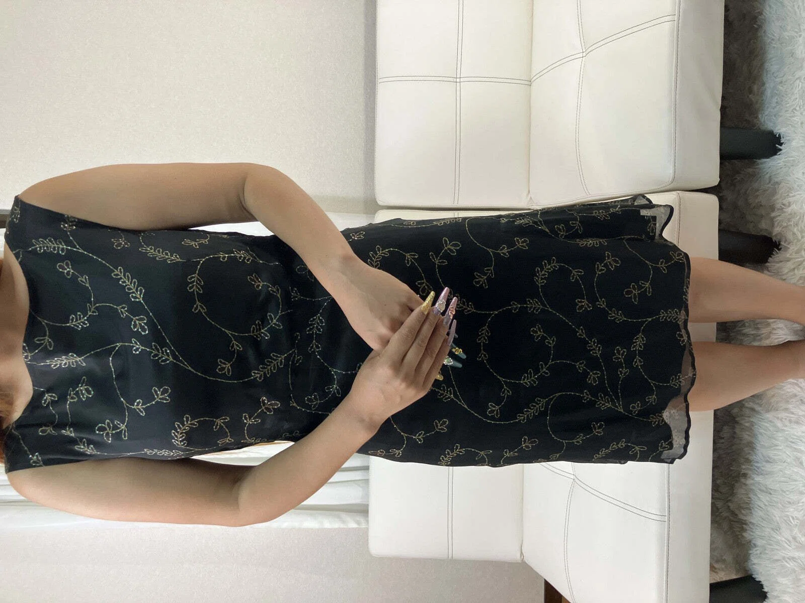 MAX&Co Couture Dress Size 40 Black Silk Blend Embroidered 