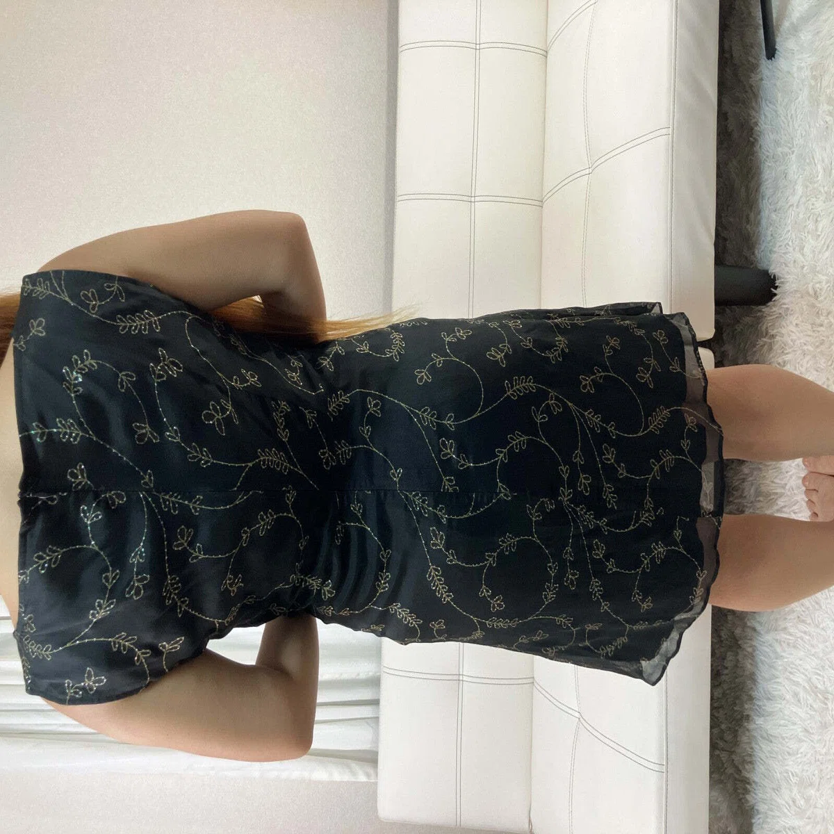 MAX&Co Couture Dress Size 40 Black Silk Blend Embroidered 