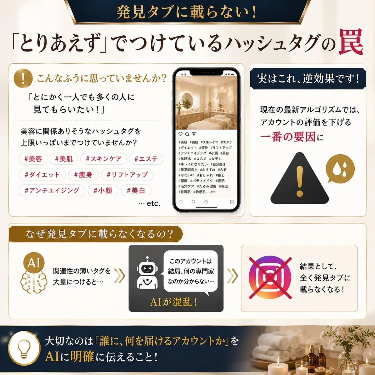 発見タブに載らない！「とりあえず」でつけているハッシュタグの罠の図解