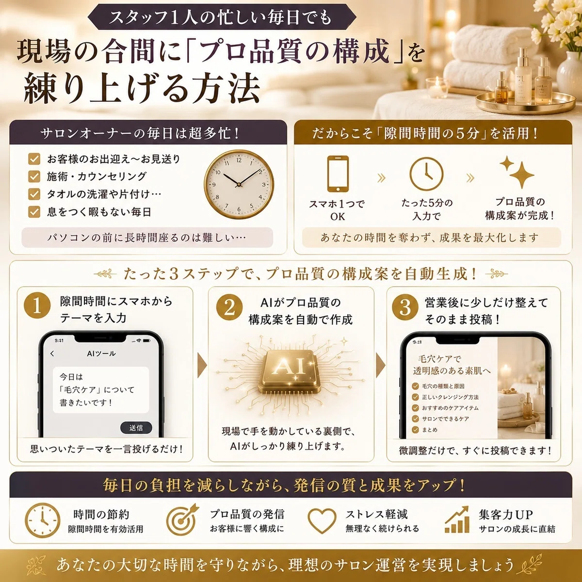現場の合間に「プロ品質の構成」を練り上げる方法の図解