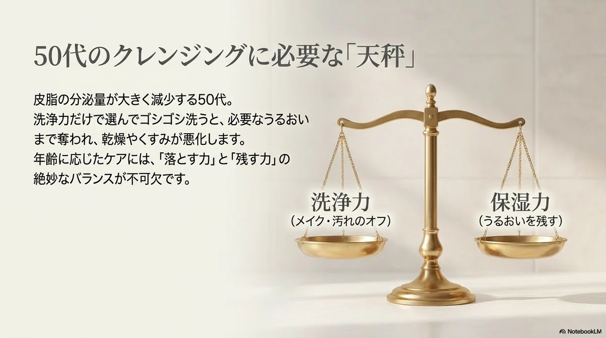 50代の肌:50代になって感じる「クレンジングだけでは終わらない」肌悩みの図解