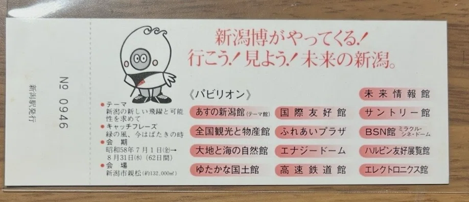 83新潟博 記念入場券』🚅新潟鉄道管理局 発行／昭和58年（1983年）7月1
