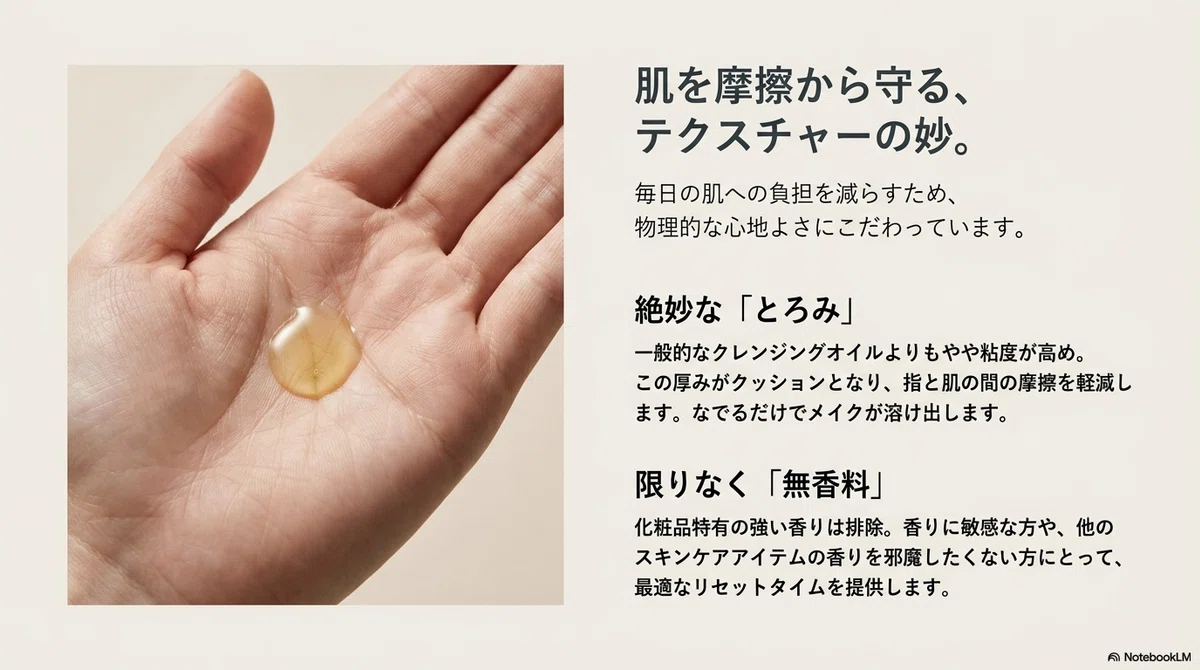 オルビス ザ:使用感レビュー|テクスチャー・メイク落ち・肌の感触の図解