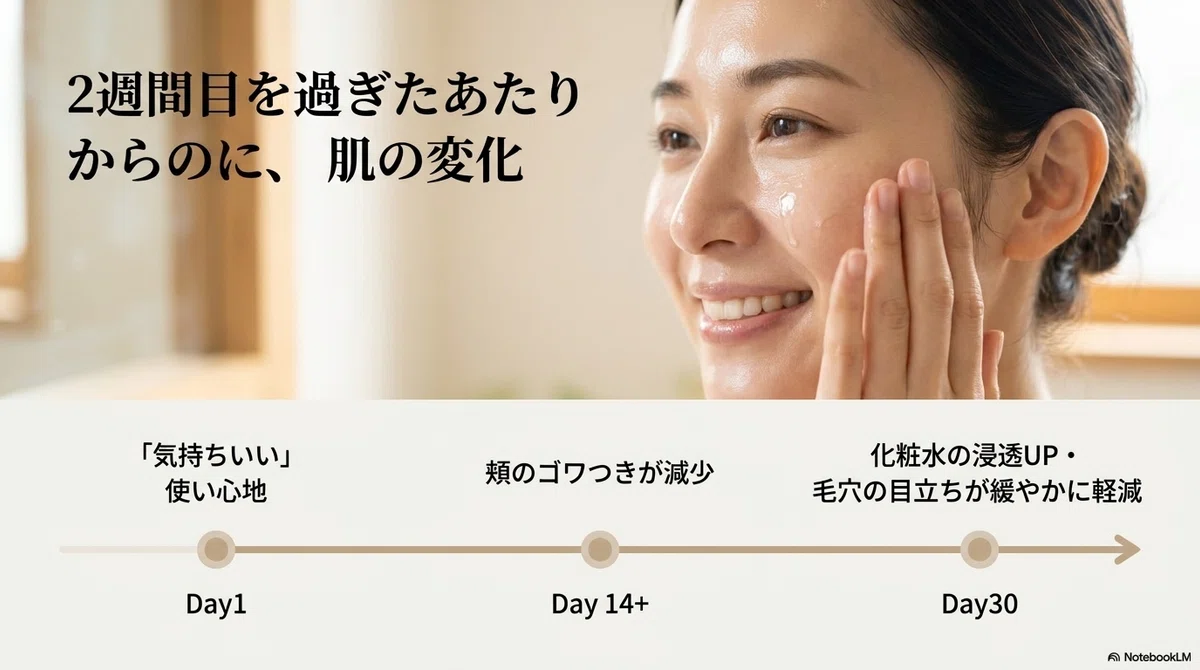 乾燥肌：1ヶ月続けて感じた肌の変化の図解