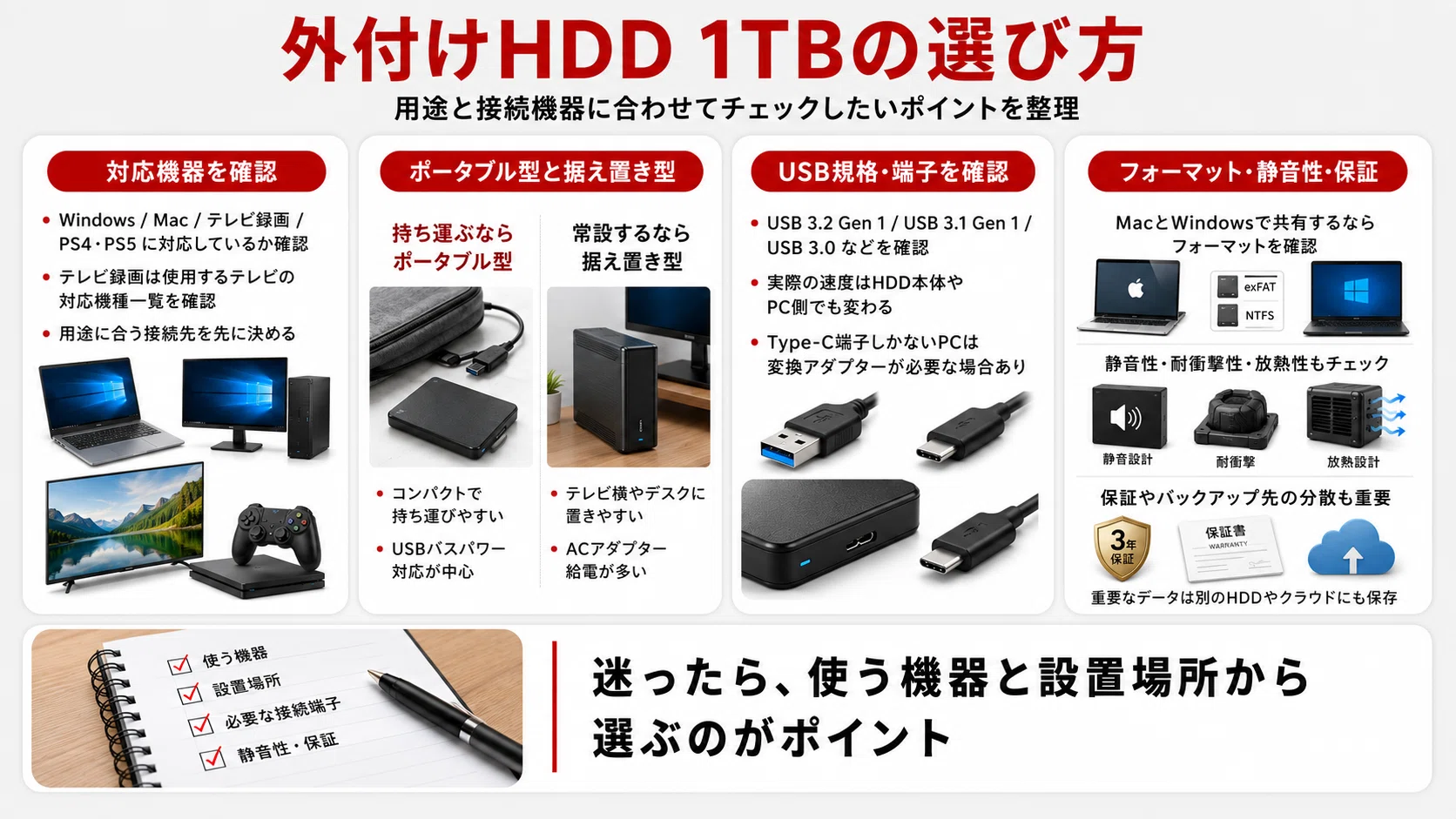 外付けHDD 1TBおすすめ8選｜テレビ録画・PCバックアップ・ポータブルを