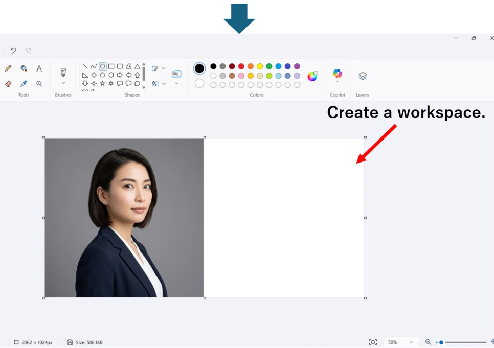 作業領域を作成します