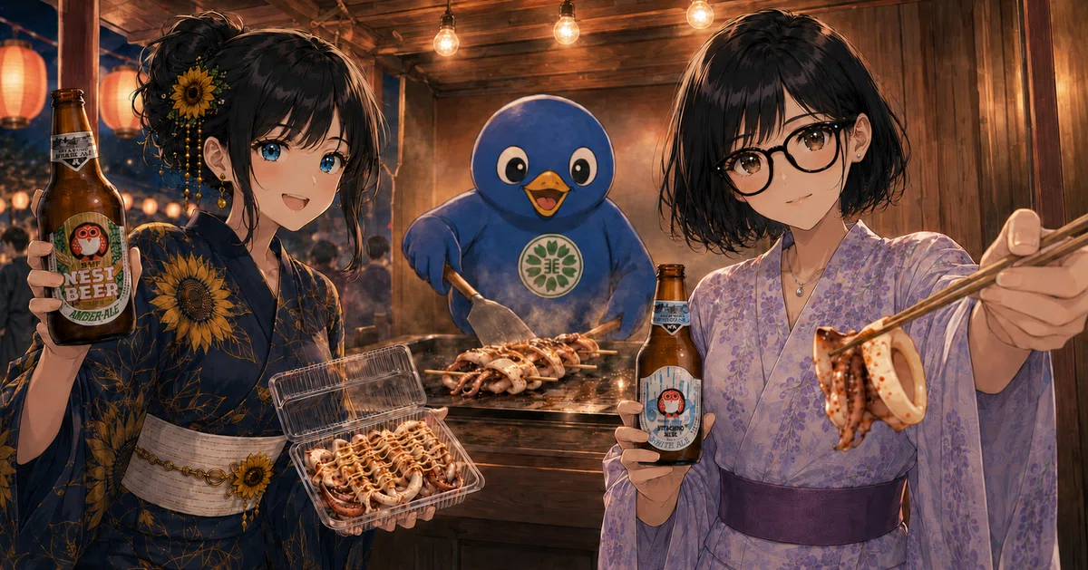 じまこちゃがイカとビールを堪能中🦑🍻 たかなしさん、ディテールどうですか⁉️