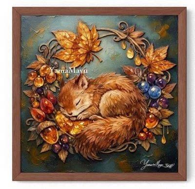 7,000円〜カスタムできる秋のリスの絵『Autumn Lullaby 秋のゆりかご