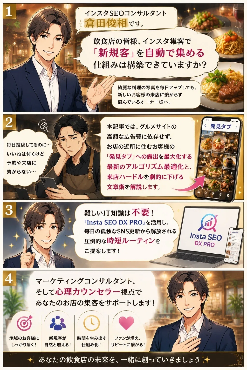 【飲食店】お店の近所に住むお客様の「発見タブ」への露出を最大化