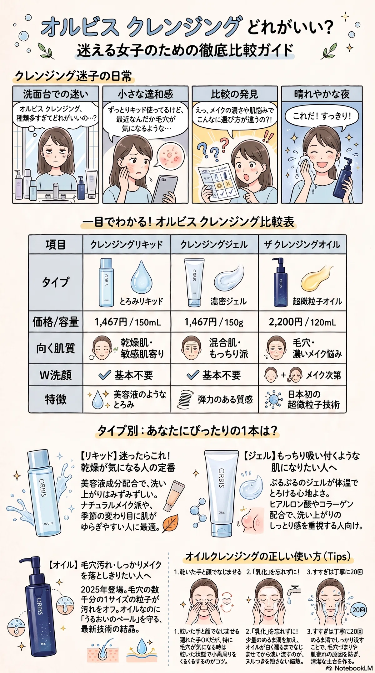 オルビス クレンジングの要点をまとめたインフォグラフィック