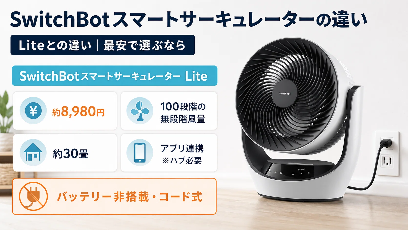 SwitchBotスマートサーキュレーターの違い｜2 Pro・スタンド・Lite全4