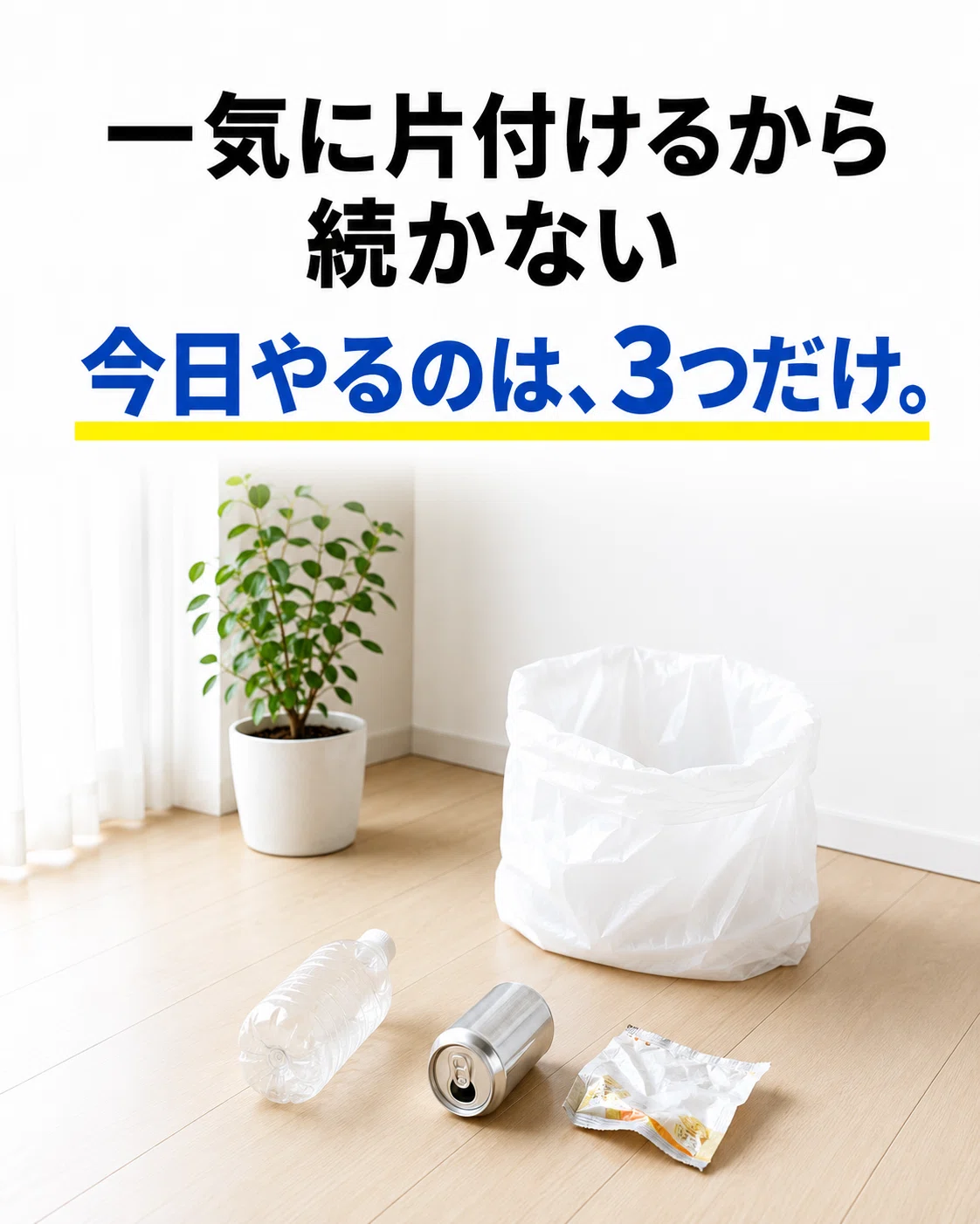 部屋が片付かない自分が始めた「家を出るとき3つ捨てる」習慣｜無一文