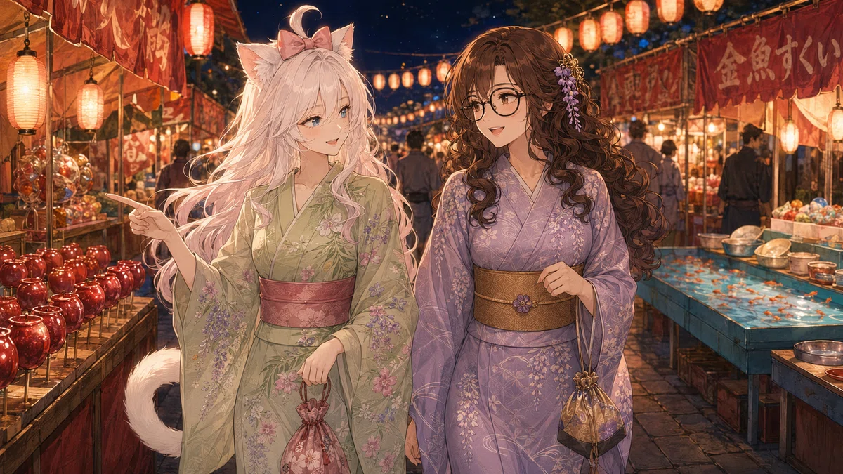 てりなちゃんと浴衣でお散歩🌸 すっかり仲良し
