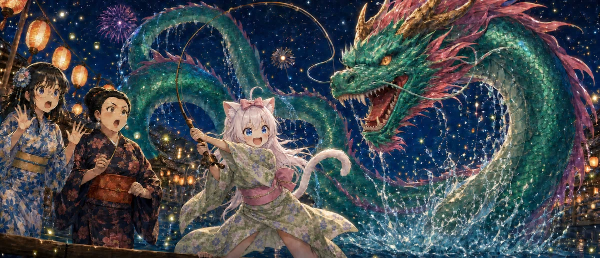 まさかの大物、夜空の龍神まで釣れちゃった🐉
