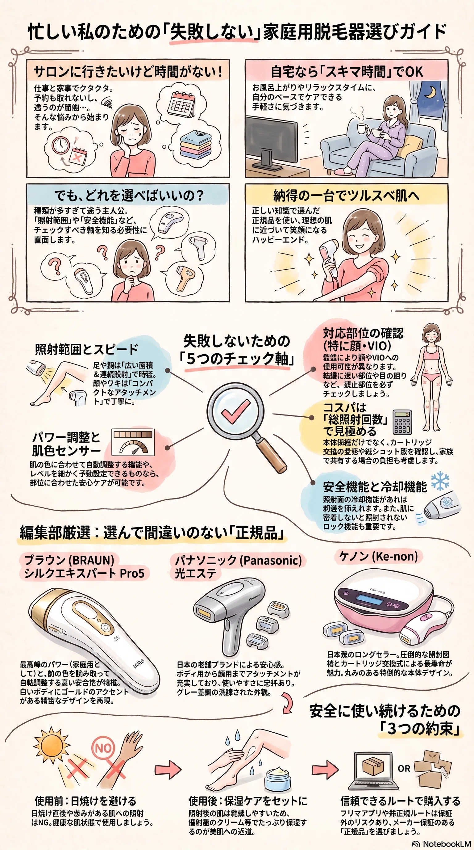 家庭用脱毛器（光美容器）の選び方｜チェックしたいポイント｜美肌と脱毛