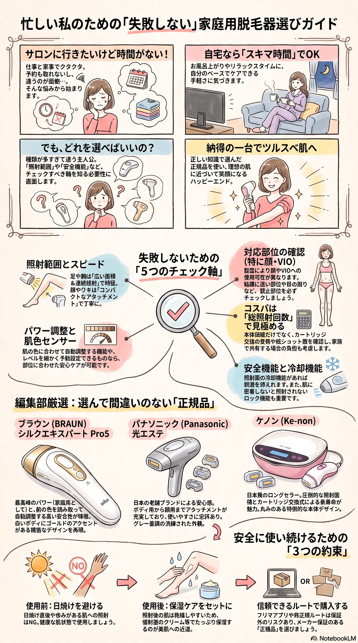 家庭用脱毛器（光美容器）の選び方｜チェックしたいポイント｜美肌と脱毛