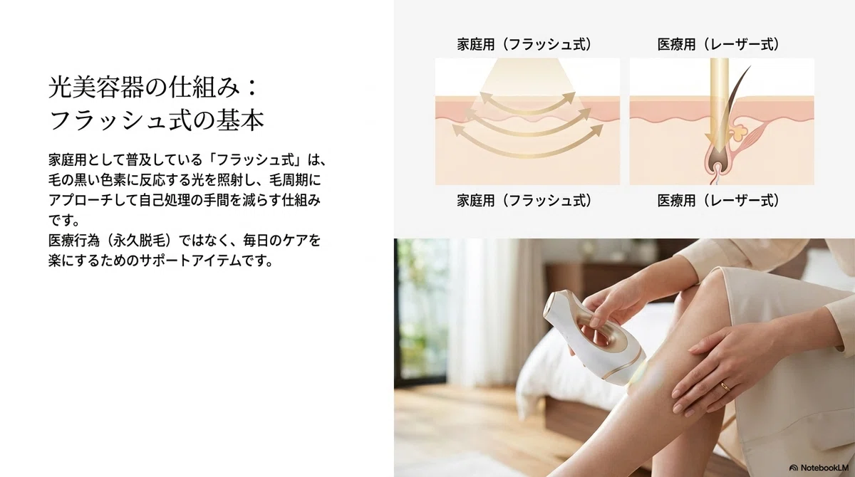 家庭用脱毛器(光美容器):家庭用光美容器の一般的な仕組みを知っておく