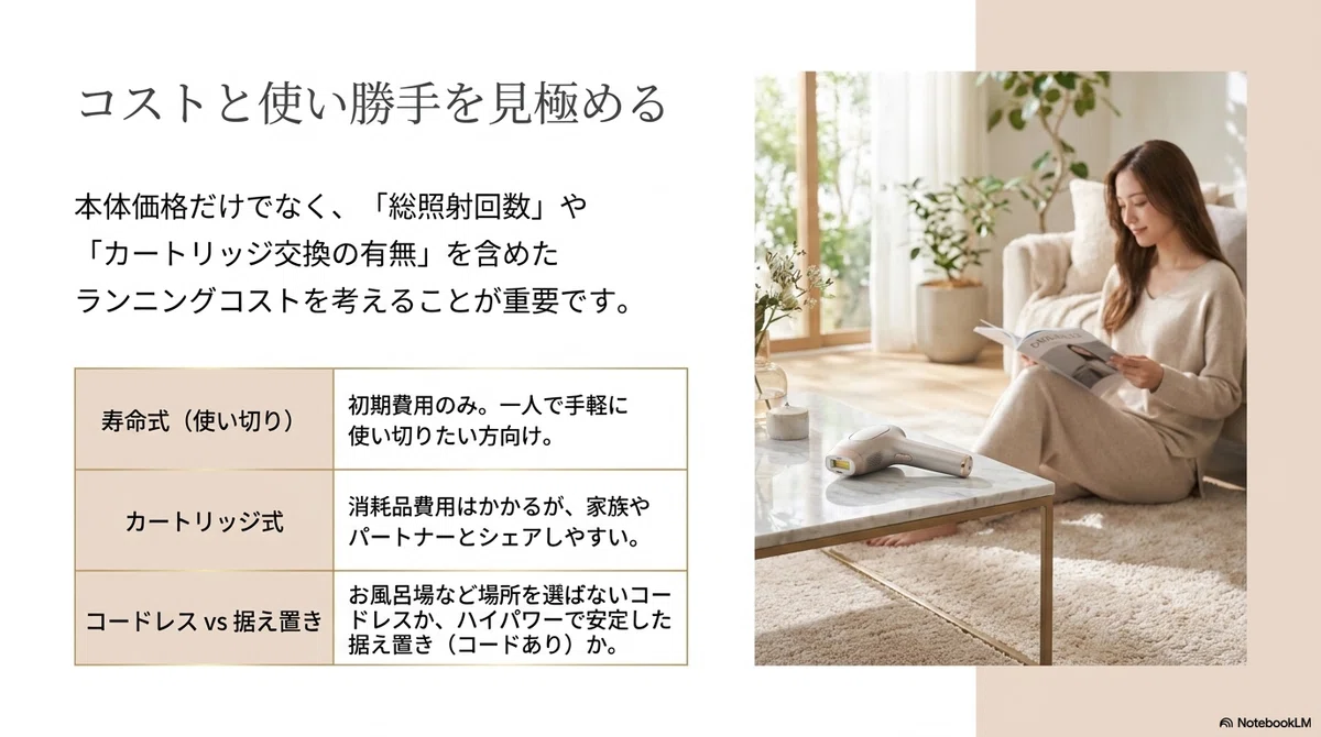 家庭用脱毛器(光美容器):コストパフォーマンスをどう考えるか