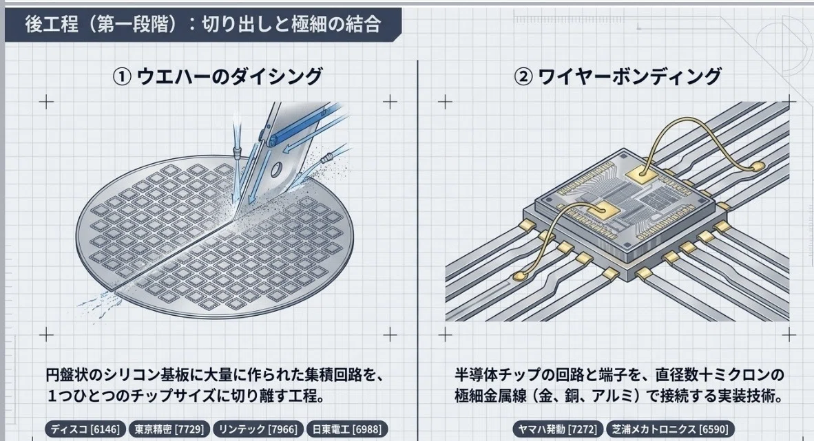 半導体の前工程と後工程、その関連銘柄｜たけぞう