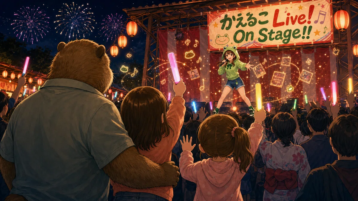 みっちぃさん家族と見るかえるこライブ、最高だったな〜