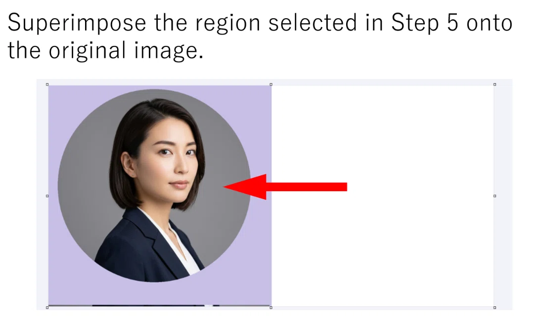 ステップ5で選択した領域を、元の画像に重ね合わせます