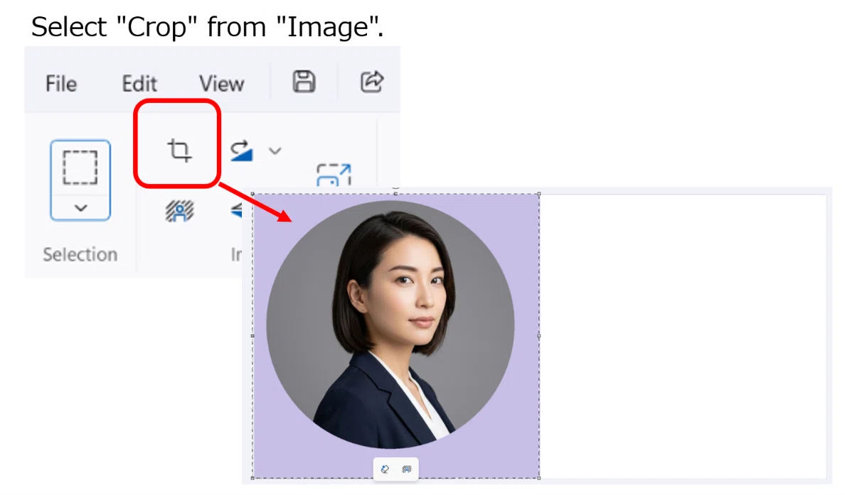 画像から切り抜きを選択します