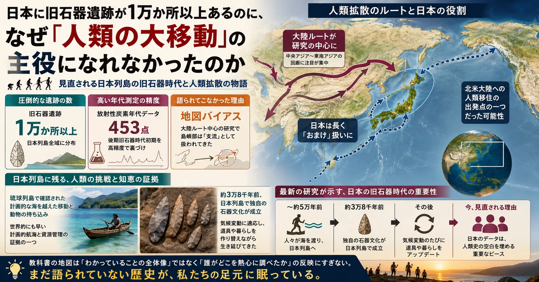 日本に旧石器遺跡が1万か所以上あるのに、なぜ「人類の大移動」の主役