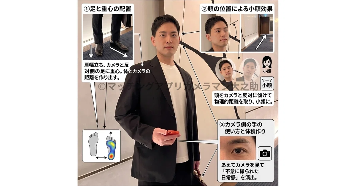 マッチングアプリのプロフィール写真ポージング解説（カメラへの角度と距離感が大事）