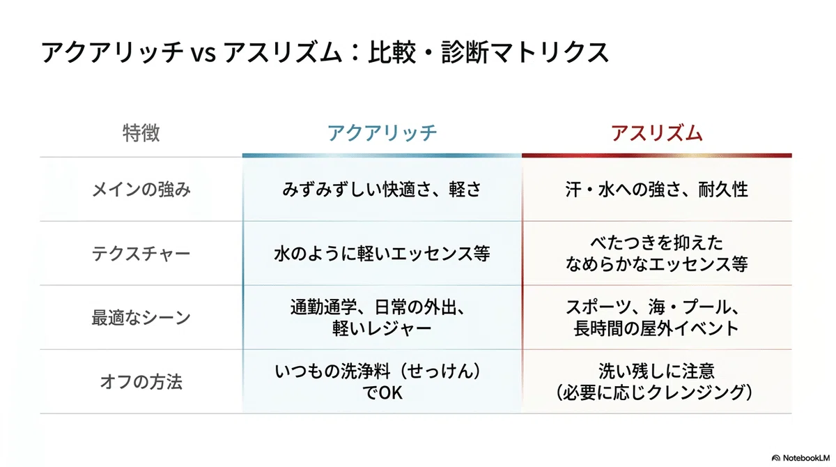 ビオレの日焼け止め：屋外での長時間活動を想定した設計の図解