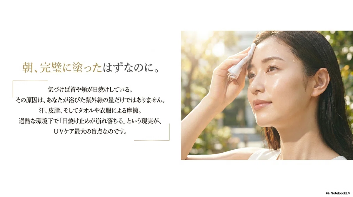 アネッサの日焼け止め：汗や皮脂でいつも日焼け止めが崩れてしまう