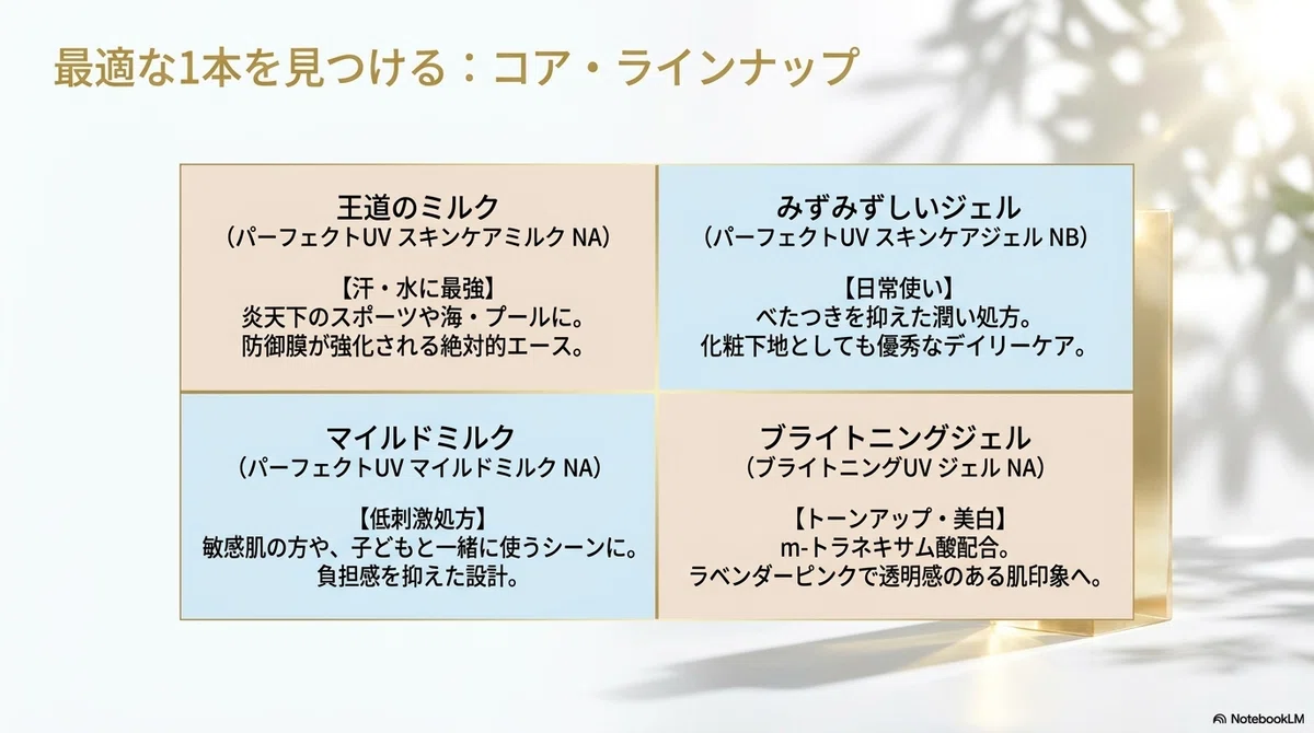 アネッサの日焼け止め：主要シリーズごとの違いを整理してみる