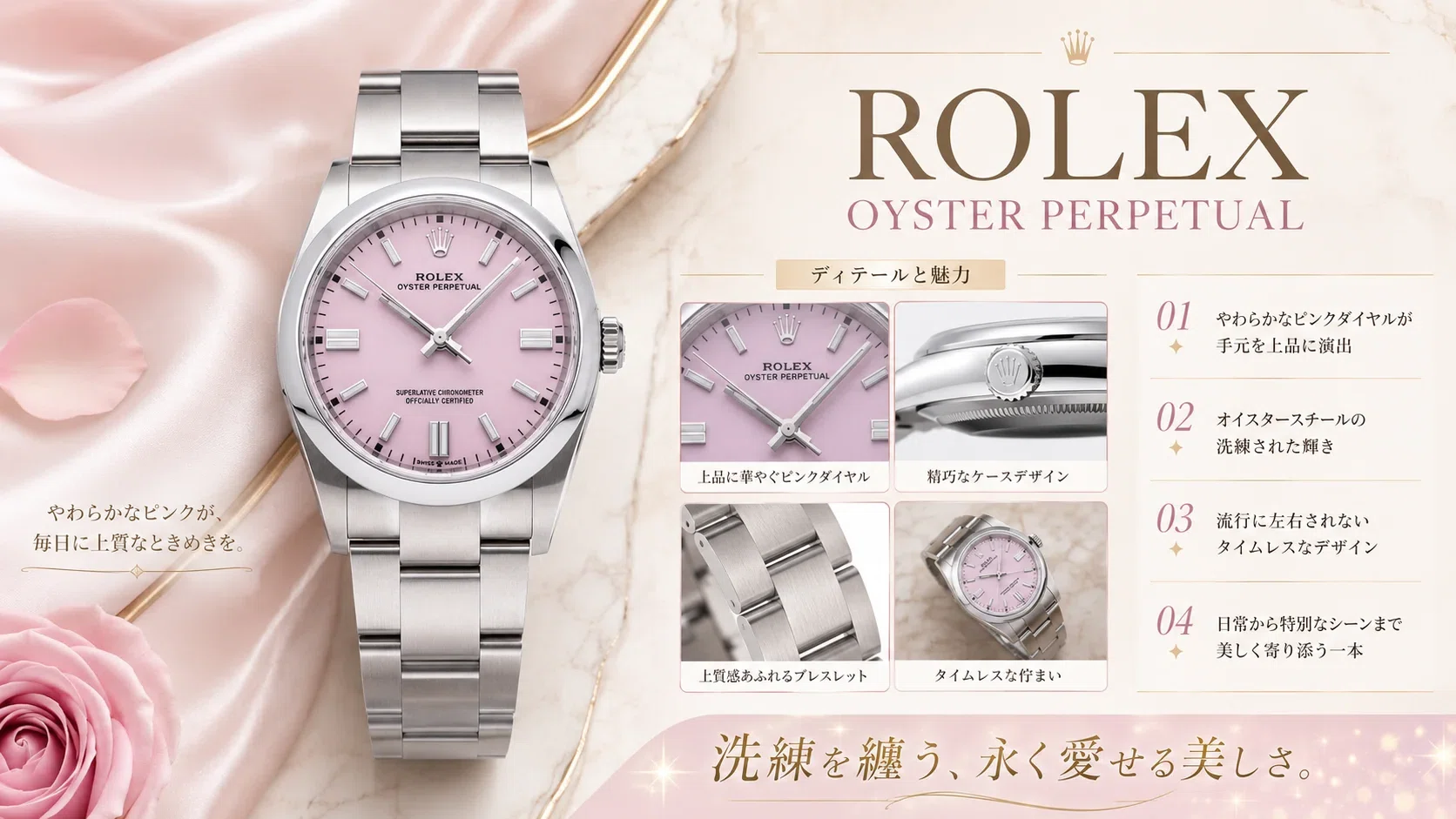 未使用　ピンクキャンディ　時計 ROLEX】オイスター パーペチュアル 36 キャンディピンク｜腕元を上品に