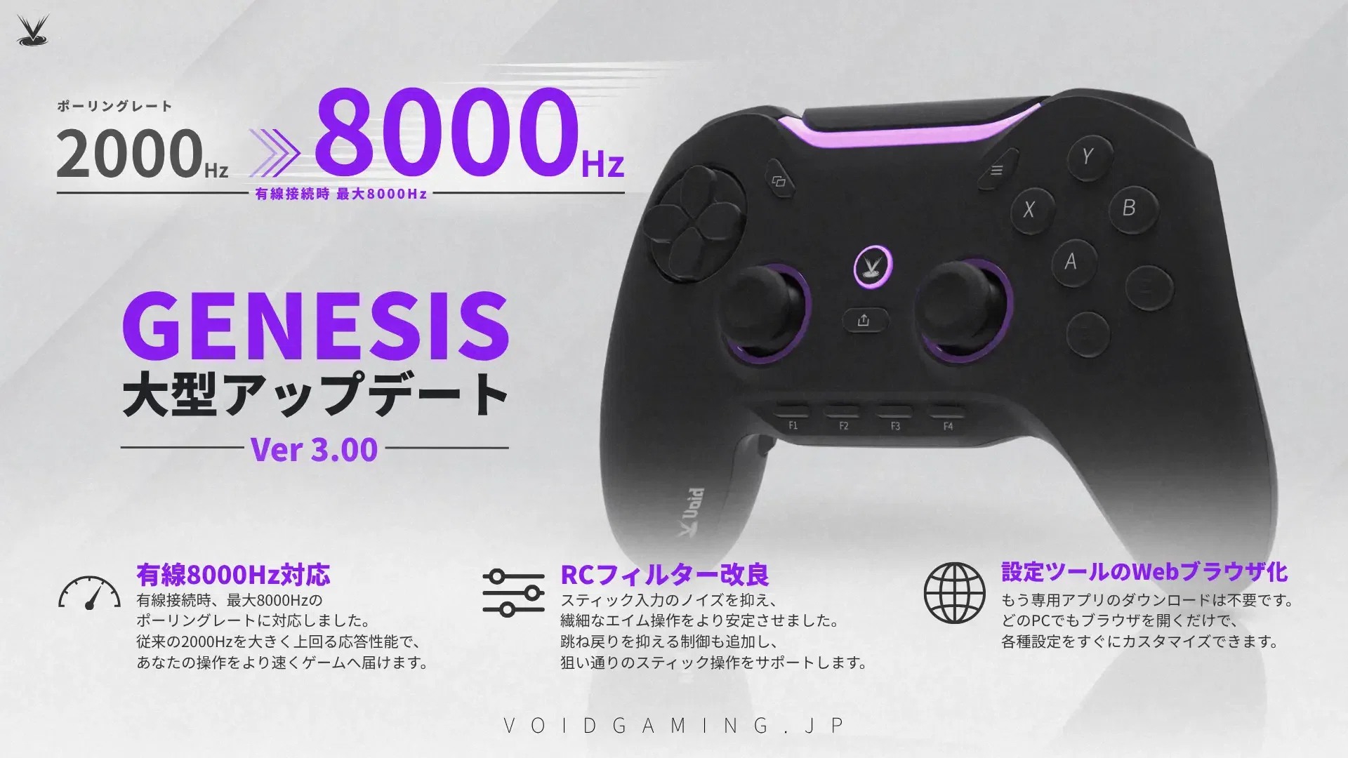 日本発ゲーミングコントローラー「Void GENESIS」、大型アップデートv3
