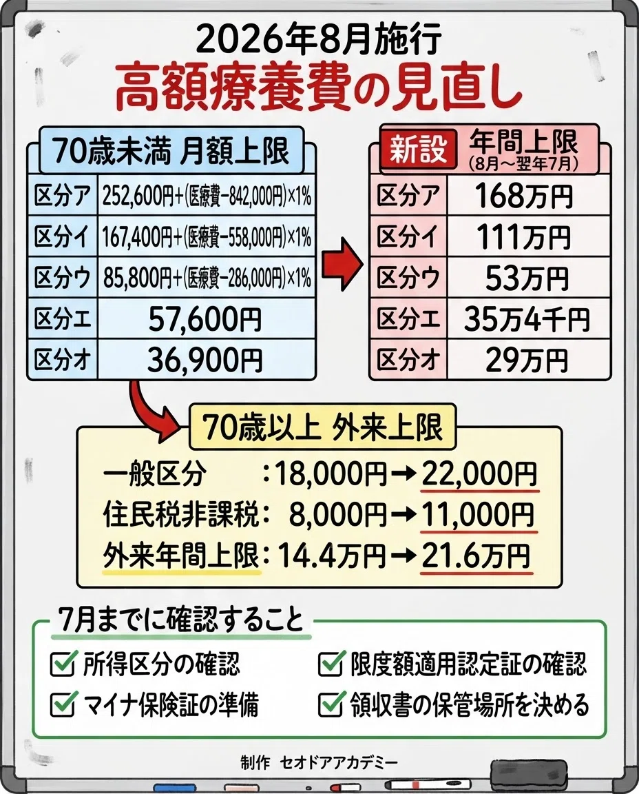 2026年8月、高額療養費は「最大7％引上げ・年間53万円」へ。負担が