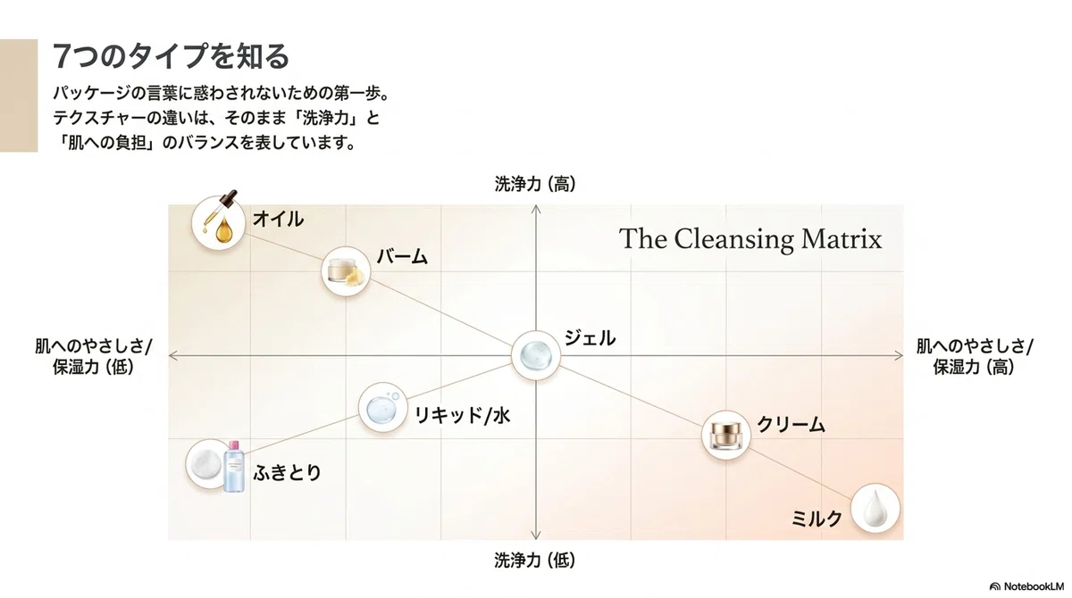 クレンジングおすすめ：タイプ別クレンジングの特徴と向き不向き
