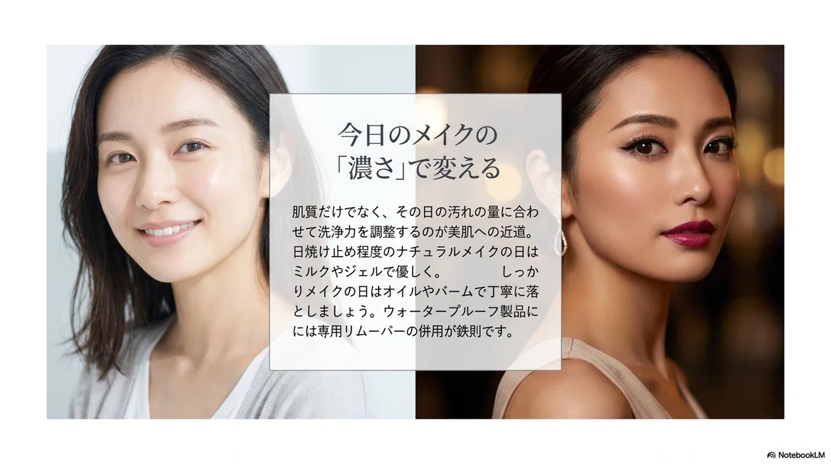 クレンジングおすすめ：メイクの濃さ別に見る選び方の図解