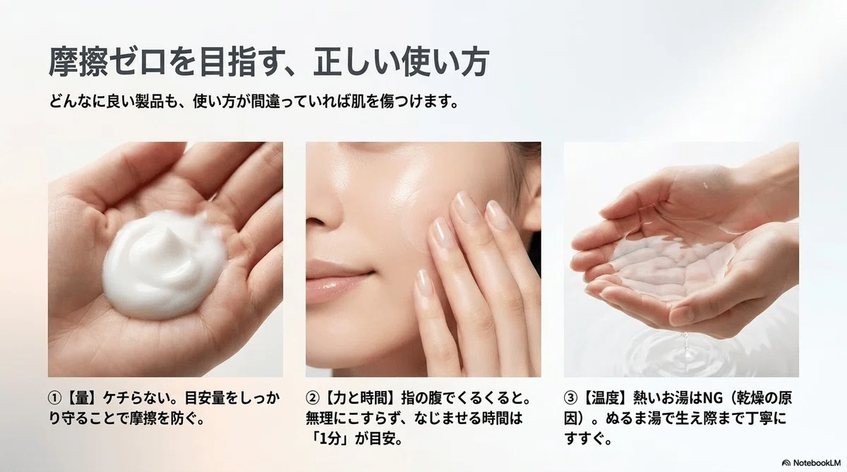 クレンジングおすすめ：クレンジングの正しい使い方の図解