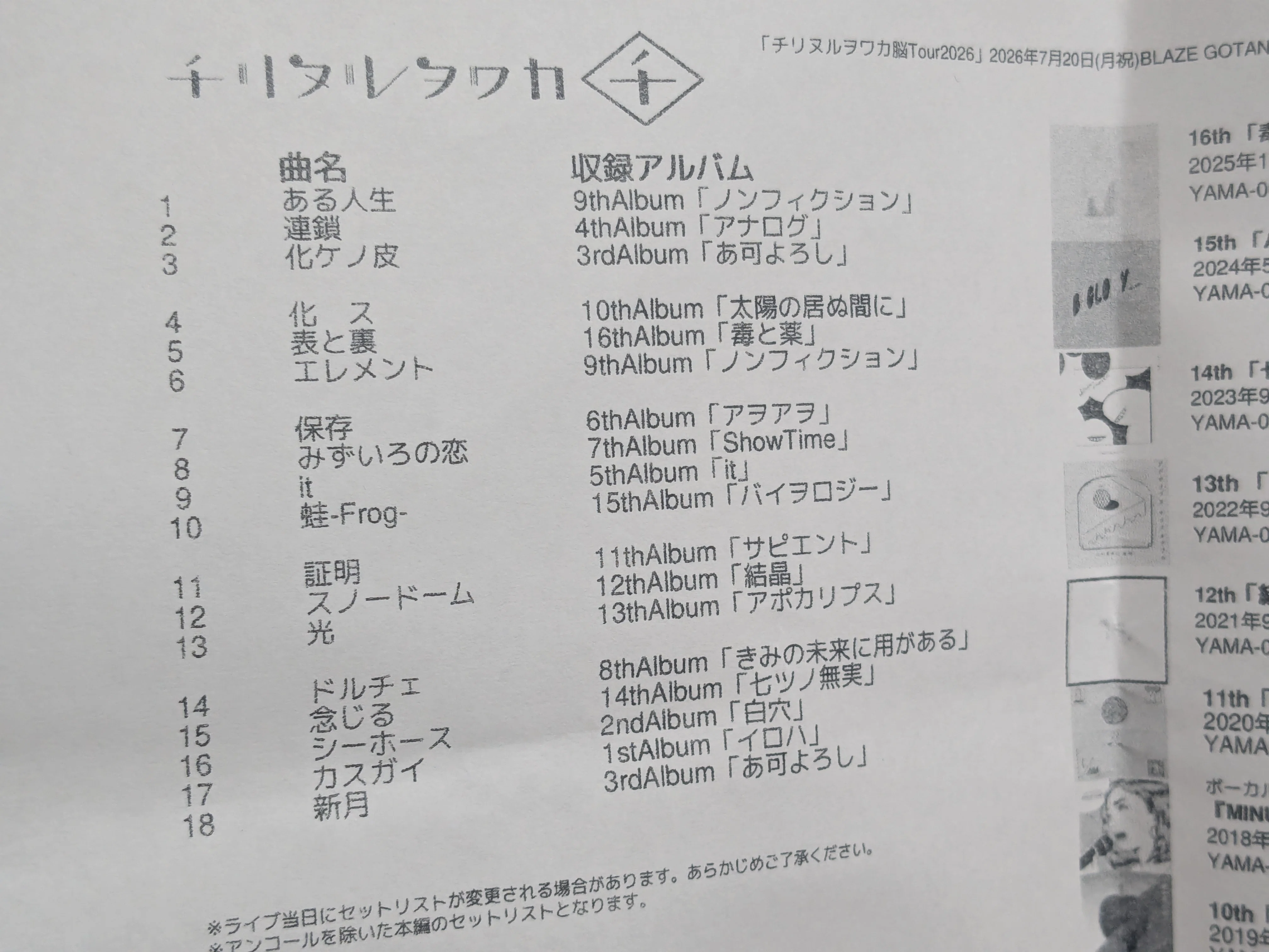 チリヌルヲワカ」ファン活動進捗：“チリヌルヲワカ脳Tour2026”個人的