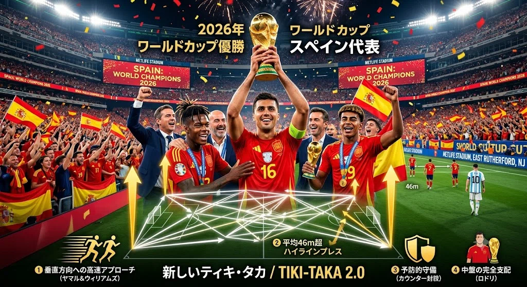 2026年W杯で優勝したスペインの「新しいティキ・タカ」とは何ですか