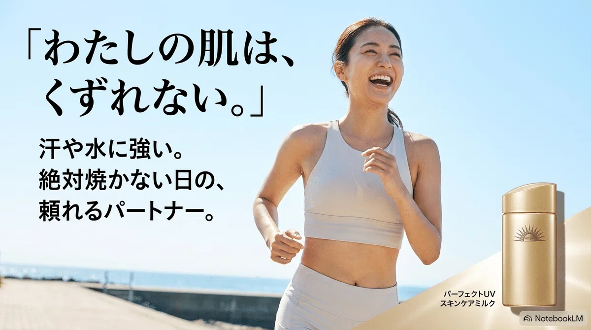 アネッサのCMの女優:「わたしの肌は、くずれない。」篇の図解