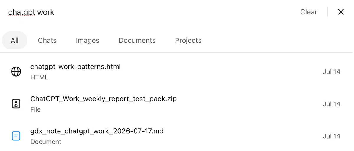 ChatGPT search screen