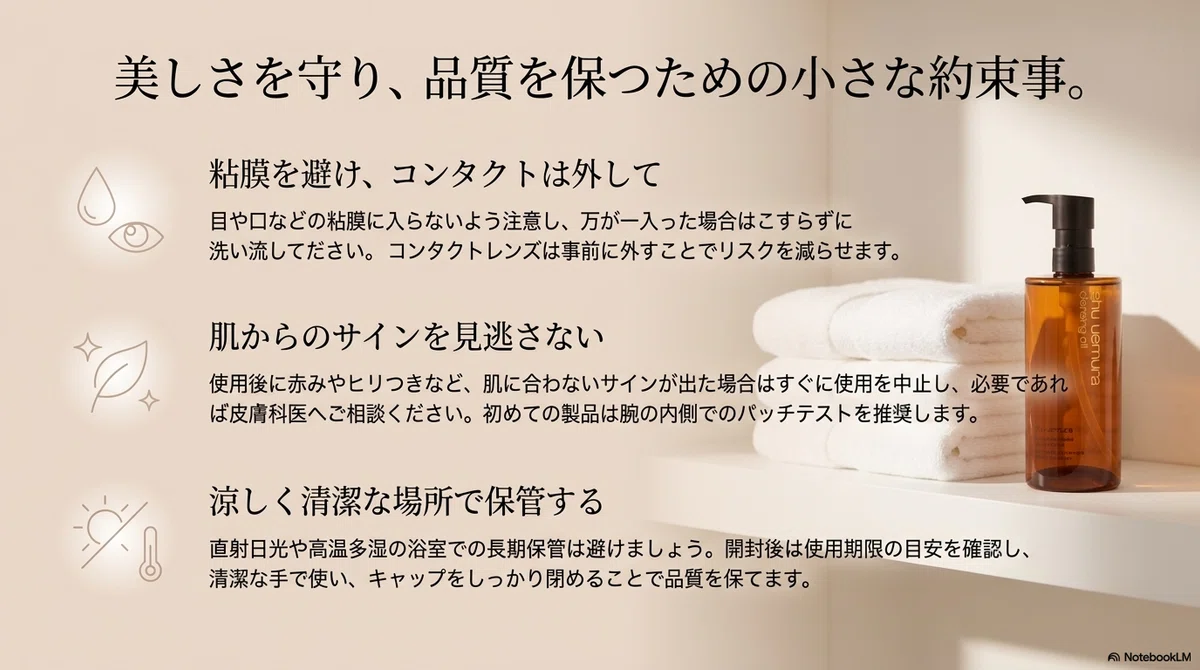 シュウ ウエムラ：使うときに気をつけたいこと