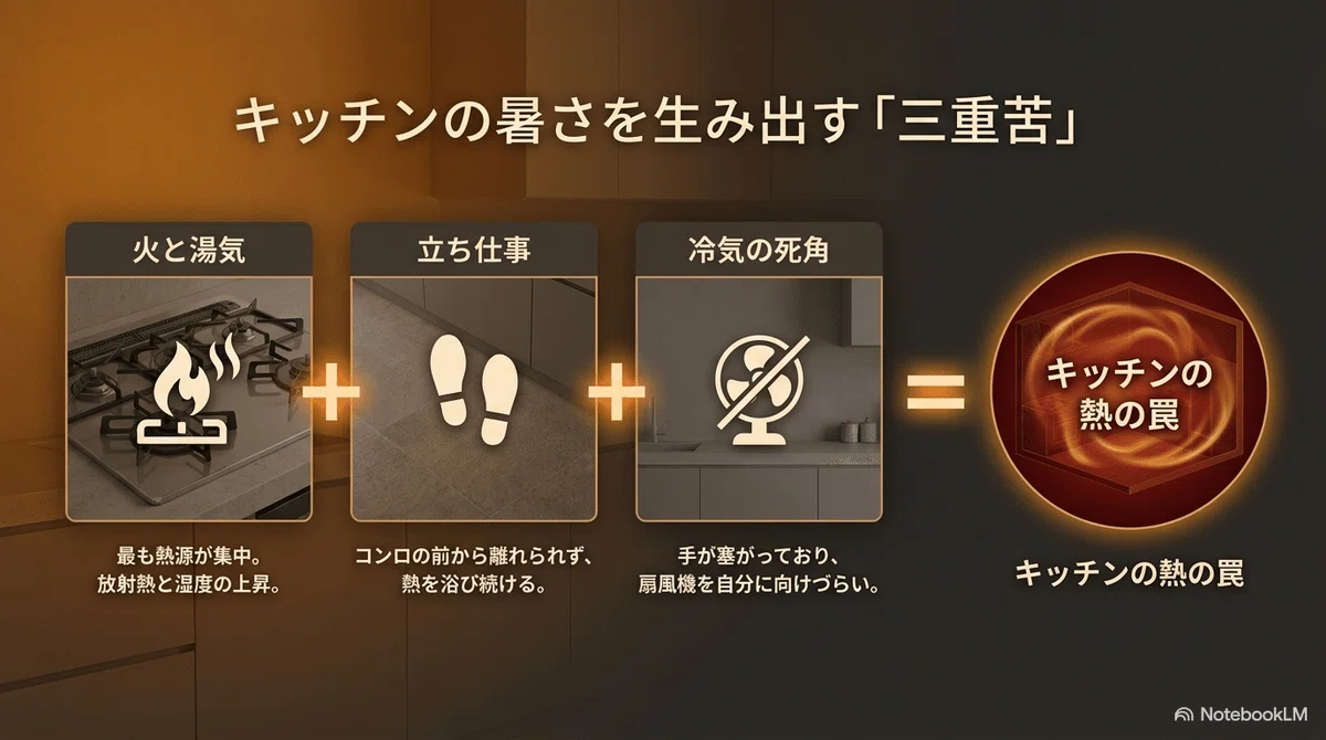 キッチンの暑さを生み出す三重苦