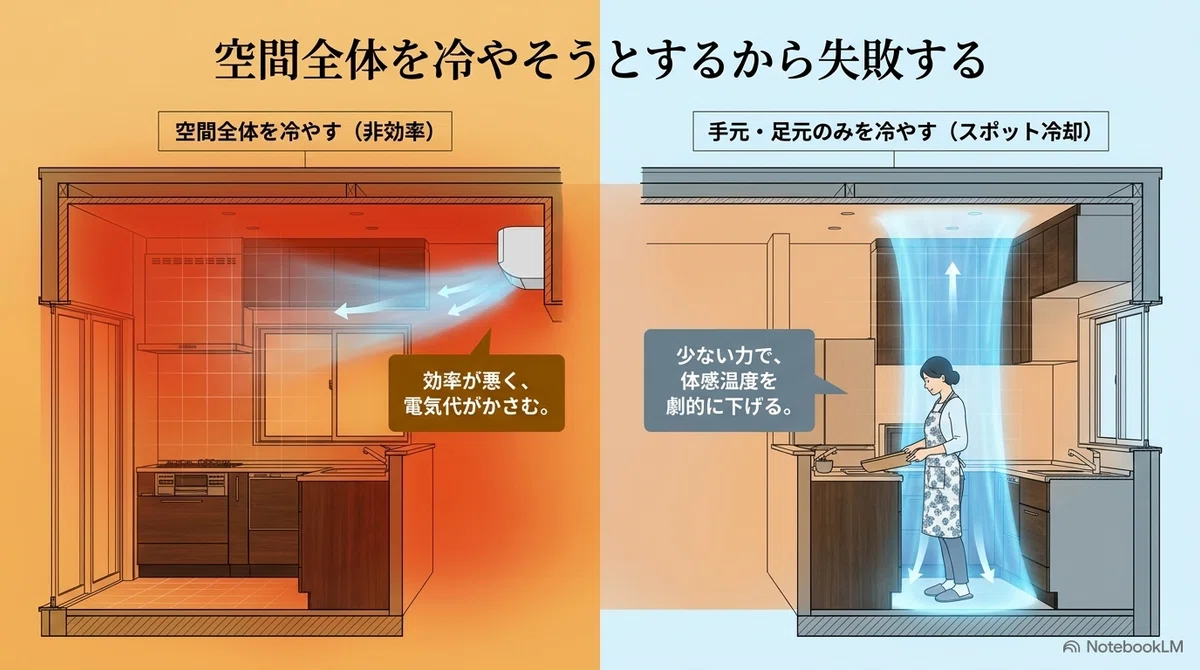 空間全体を冷やそうとするから失敗する