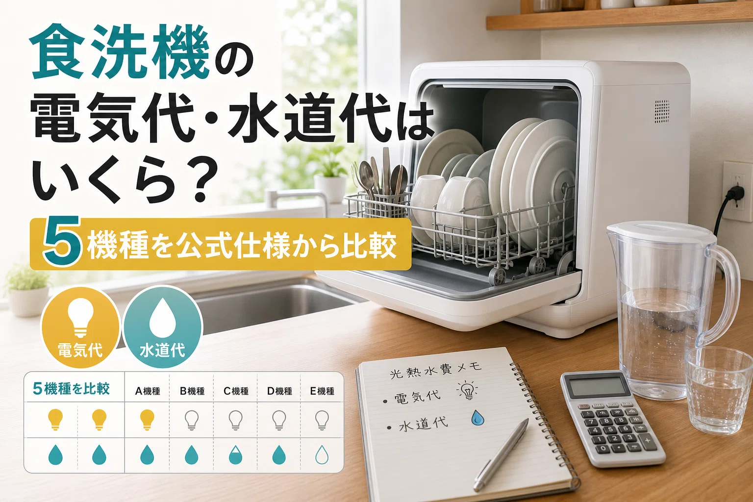 ☆大幅値下げ☆食器洗い乾燥機 　電気料金・水道料金の節約にも 食洗機の電気代・水道代はいくら？5機種を公式仕様から比較｜Amazonお