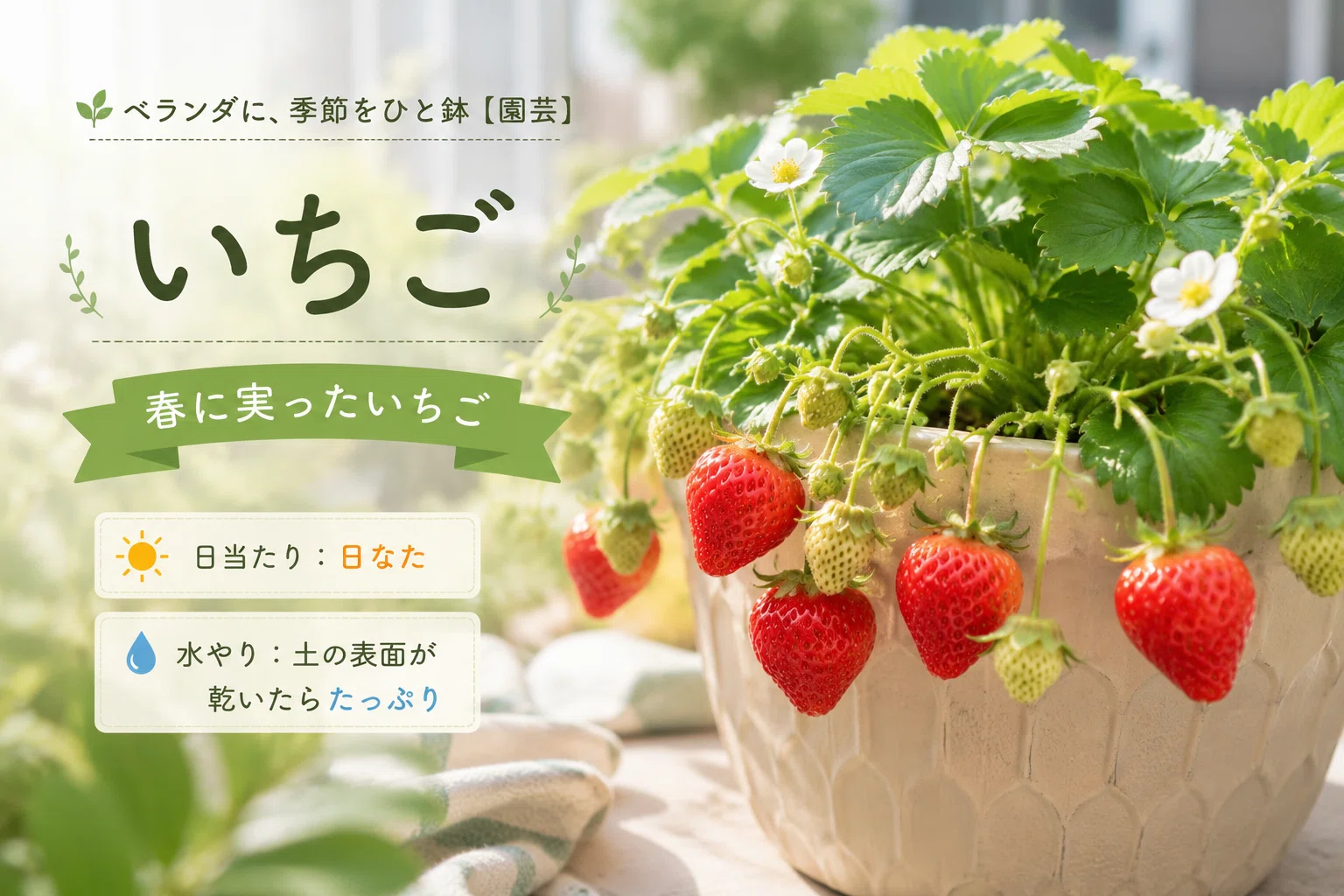 ベランダに、季節をひと鉢【園芸】：いちごの苗を迎える朝｜ウミちゃん