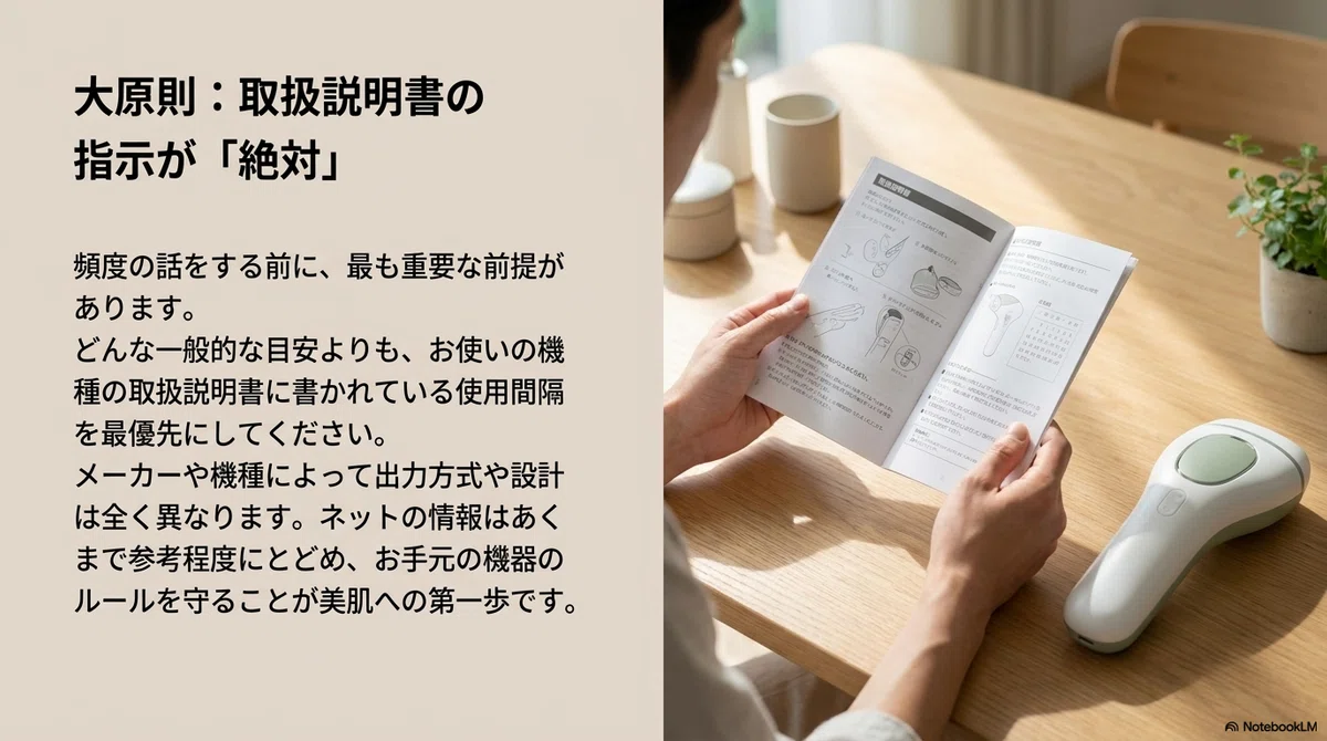 家庭用脱毛器の頻度:説明書優先が大原則の図解